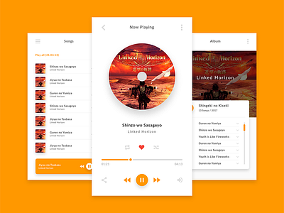 Music Player album apps design minimalist mobile music music player player simple songs ui ux