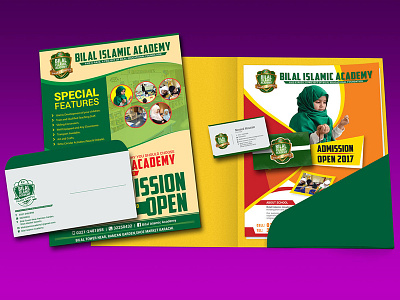 Bilal Islamic Academy Stationery academy bilal brochure campus cover enevlope file flyer illustration illustrator islamic letter head school stationery visiting card