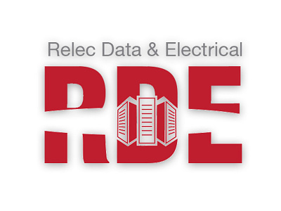 RDE (Relec Data & Electrical) adobe building cartoon construction data design electrical illustration illustrator logo red relec typography vector