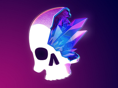 Crystal Skull 80s crystal illustration neon retro skull