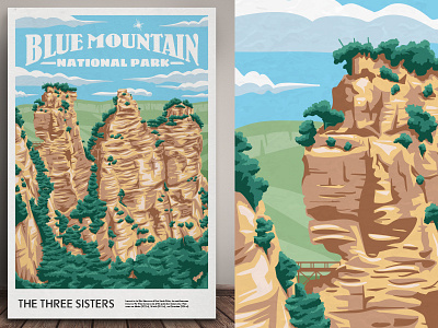 Blue Mountain National Park Poster australia design illustration illustrator poster