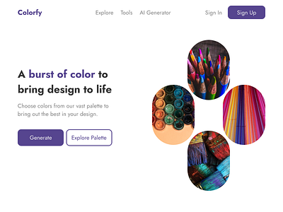Colorfy - UI for colour palette color color palette design dribble ui dribble warmup heros page simple design ui
