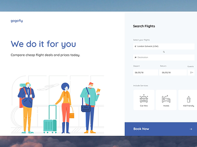 gogofly - compare flight prices concept landing page booking design interface ui userinterface ux web