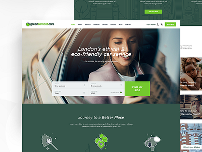 GreenTomatoCars - Eco Friendly Taxi Service design eco green landing taxi ui ux web website