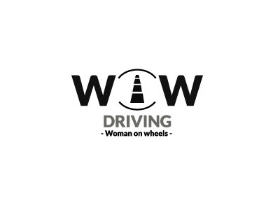 Wow School Road Logo design driving logo wheels woman wow