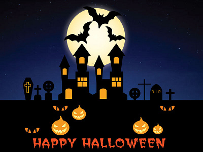 Halloween bats design eyes graves halloween horror logo moon night pumpkin scary