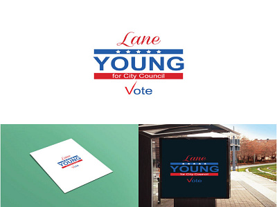 Lane Young Election Mockup blue campaign design election logo political red stars