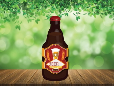 3D Beer Bottle 3d 3dimensional beer bottle graphic modeling nature table wood