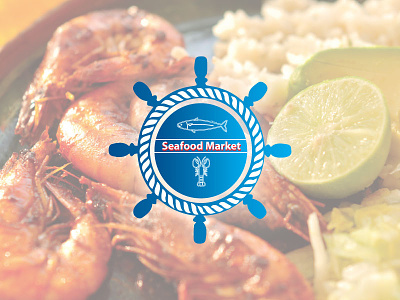 Seafood Market blue branding color design food logo market sea typography vector