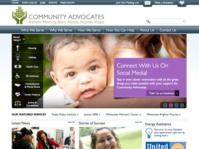 Community Advocates minimal navigation non profit web design webdesign