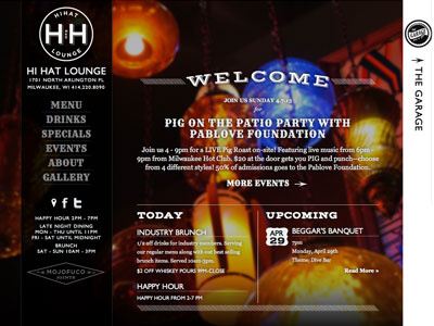 Hi Hat Lounge graphic design large background large photo photography responsive typography web design