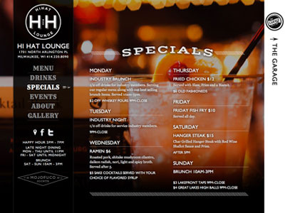 Hi Hat Lounge graphic design large background large photo photography responsive typography web design