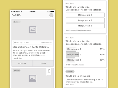 Wireframes for the residents app