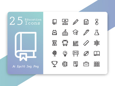 Education Icons Line Style background book business colorful education graduation icon icons illustration line people school set sign symbol technology thin university vector white