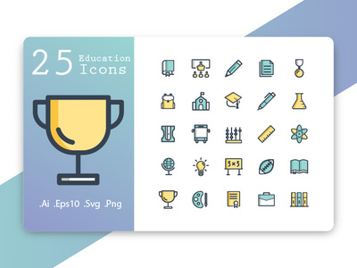 Education Icons Fill Line Style