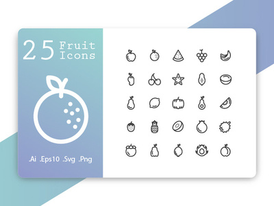 Fruit Icons Line Style