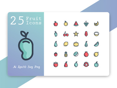 Fruit Icons Fill Line apple background cherry food fresh fruit fruits icon icons illustration kiwi melon orange pear strawberry symbol tropical vector vegetables watermelon