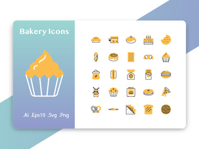 Bakery Icon Set bakery baking bread cake croissant design donut icon icons illustration line muffin outline pictogram set sign symbol toast vector wheat
