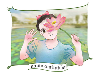 welcome summer girl illustration lotus