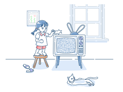 Childhood cat childhood girl girl illustration television tv