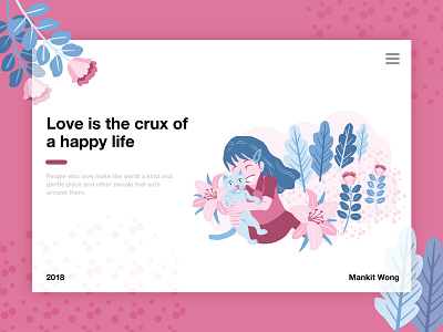love is the crux of a happy life cat flower girl illustration lily love tree web
