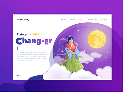 Chang Er chang e china cloud fairy home illustation moon page story web