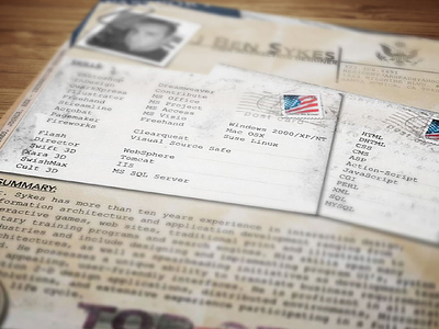 WW2 Dossier Resume (Rev) cv dossier experiement print resume creative skeuomorph skeuomorphic vintage