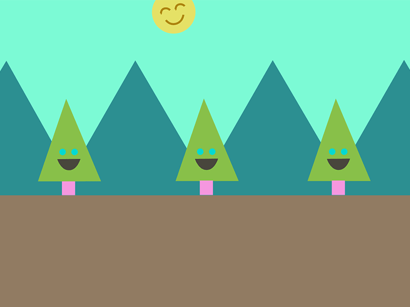 Happy Trees 2d aftereffects animation flat