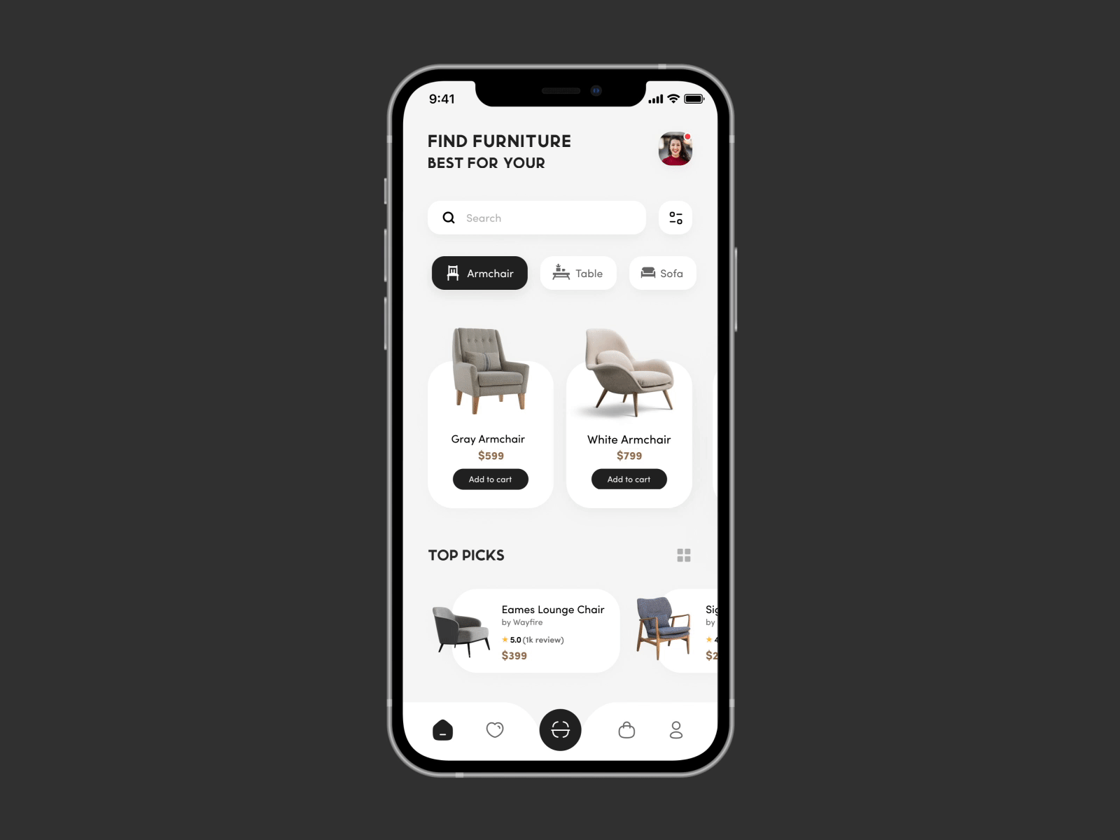 Furniture App 🛋 | eCommerce adobe after effects animation branding ecommerce figma furniture graphic design interaction interaction design interactive design mobile mobile application mobile design motion design motion graphics product design prototype ui ux visual design