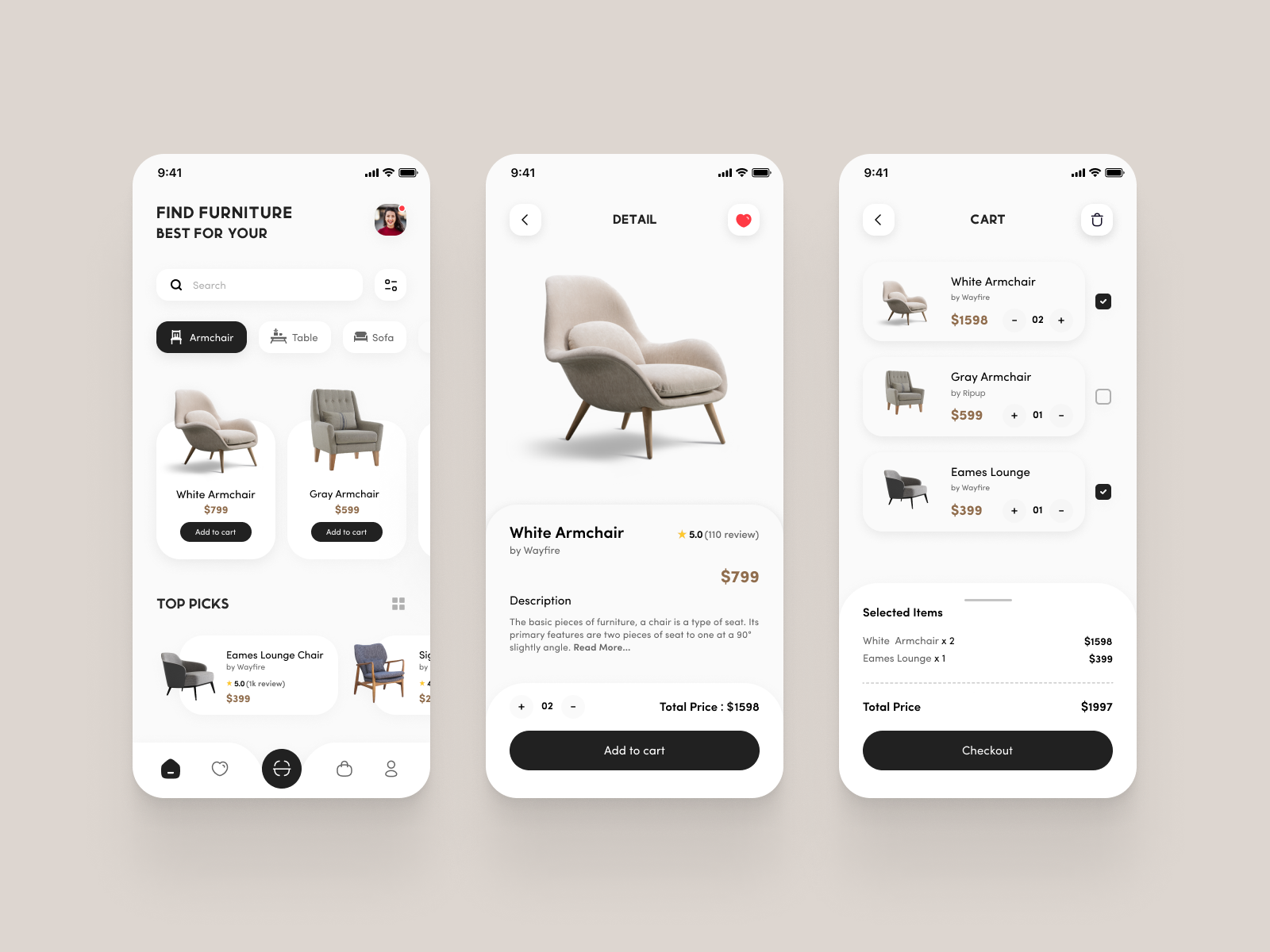 Furniture App 🛋 | eCommerce by K.M. Atikur Islam on Dribbble