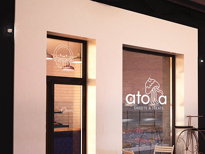 atolla window signs bakery food logo graphic design logo design sign design storefront