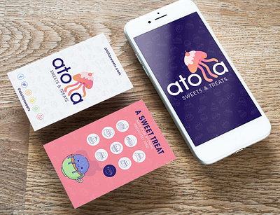 atolla reward card and app bakery character design graphic design logo design marketing collateral reward card