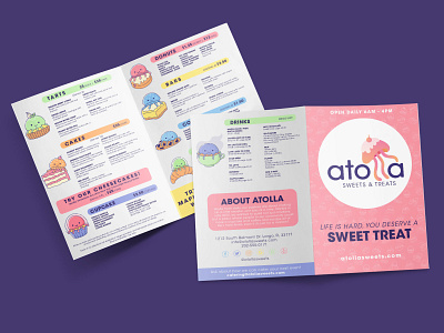 atolla menu bakery branding character design graphic design illustration logo design menu design print design