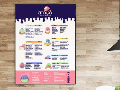 atolla menu design bakery branding graphic design logo logo design menu poster print design signage design