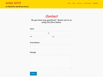 Wing Spot | Contact Page | Nfinite WordPress Theme web design wordpress wordpress template wordpress theme