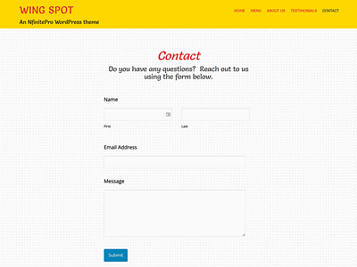 Wing Spot | Contact Page | Nfinite WordPress Theme