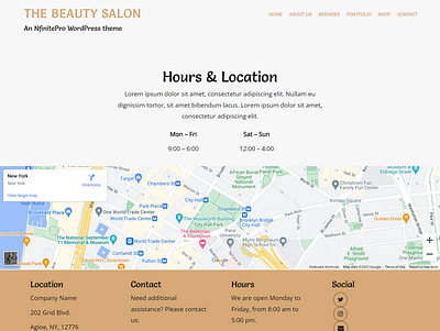 Beauty Salon | Contact Page | Nfinite WordPress Theme web design wordpress wordpress template wordpress theme