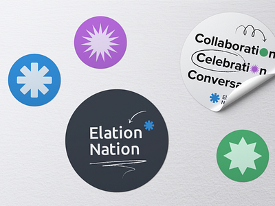 Elation Nation Stickers branding business design business swag design elate elation nation geometric graphic design logo software design sticker stickers swag