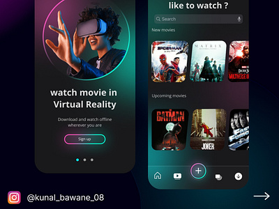 Movie app design in neon style app design graphic design ui ux