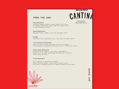 bueno cantina menu cantina food menu restaurant branding tacos