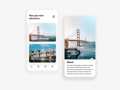 San Francisco | Plan your next adventure app design mobile travel ui ux