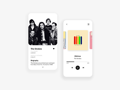 The Strokes app design minimal mobile music ui ux