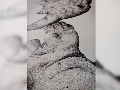 Stippled Rhinos, Final detail animals drawing illustration ink sketch stippling