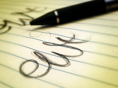 Monogram, revised in the works logo monogram paper pencil typography