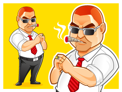 I am The Big Boss! big boss businessman cartoon character illustration mafia mascot smoking vector