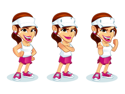 Update Poses cartoon female girl illustration mascot mascot design runner running shoe sport vector visor