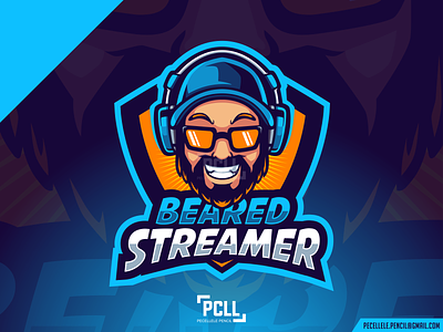 BEARED STREAMER beard beared caricature cartoon caster daddy design esport gamer gaming hoster logo man mascot music podcast streamer twitch vector