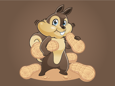 Squirrel cartoon character design mascot peanut pecellele rockcodile service squirrel vector