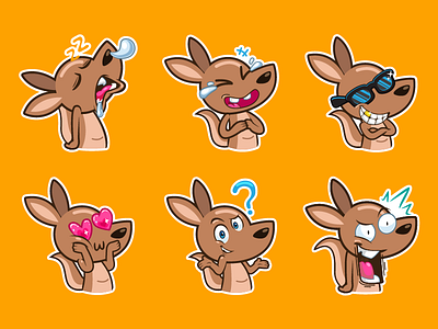 Kangaroos stickers android animal app cute design imessage imessage stickers ios ios10 messenger sticker stickers