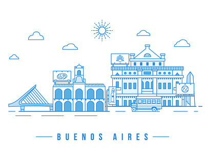 Buenos Aires billboard buenos aires city flat icon illustration lines signage simple skyline vector